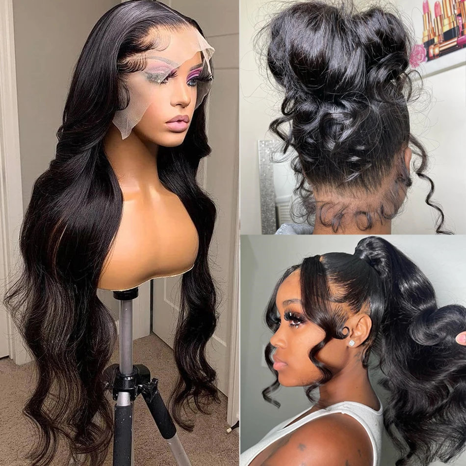 30 дюймов свободные глубокие волнистые фронтальные парики объемные человеческие