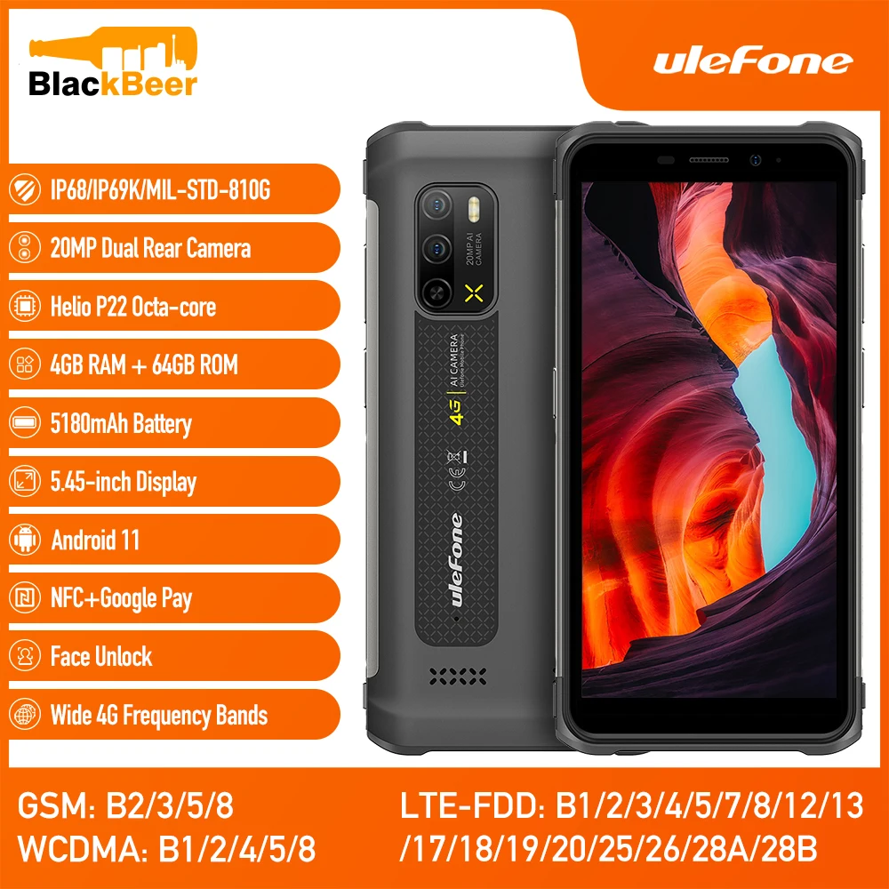 Ulefone Armor X10 Pro Android 11 Rugged Smartphone 5.45 Inch Helio P22 Octa Core Mobile Phone IP68 Waterproof 4G+64G Cellphones