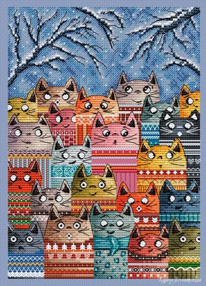

Cat Choir 25-32 embroidery kits, cross stitch kits,cotton frabric DIY homefun embroidery Shop7