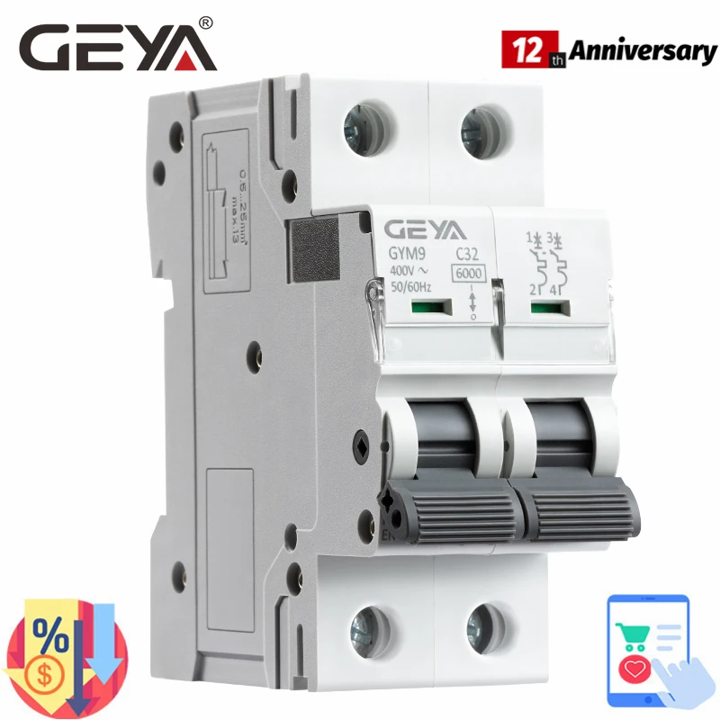 

GEYA GYM9 2P 6KA Breaking Capacity MCB Din Rail Mini Circuit Breaker 6A-63A AC Type Factory Direct Manufacturer