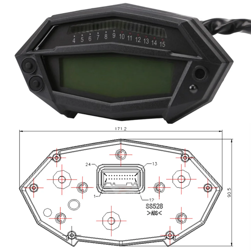 

Durable Tachometer Speedometer Adjustable LCD Digital Display Modified