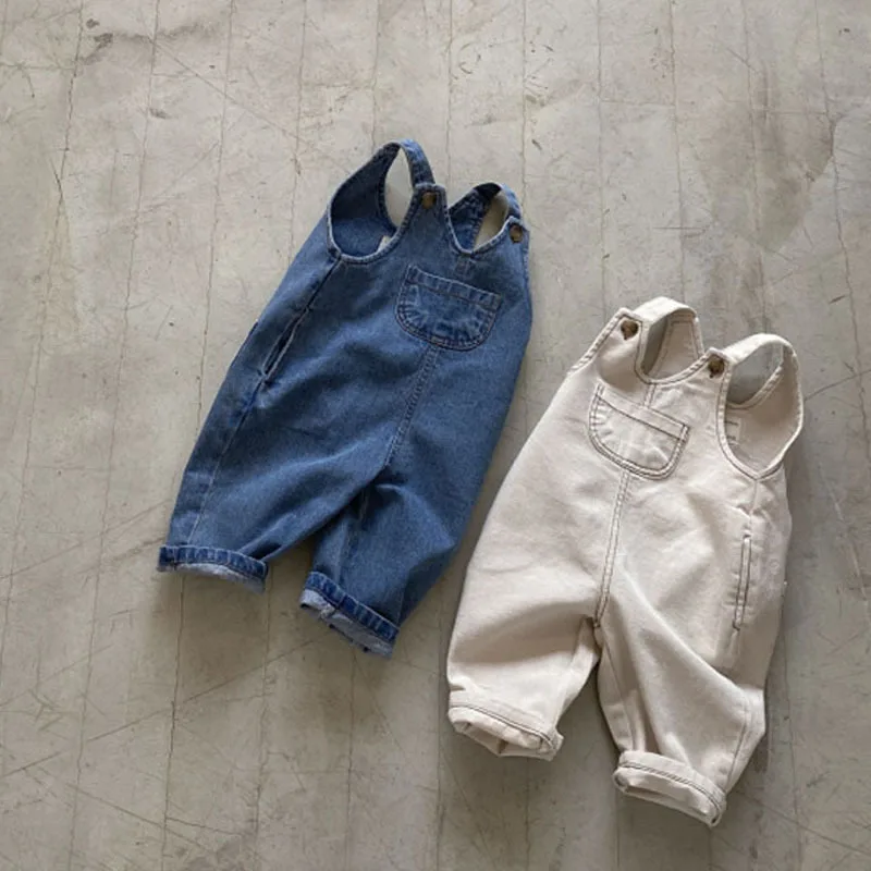 

2022 Summer New Baby Sleeveless Denim Romper Kids Cute Pocket Overalls Infant Denim Jumpsuit Fashion Casual Boy Girl Clothes