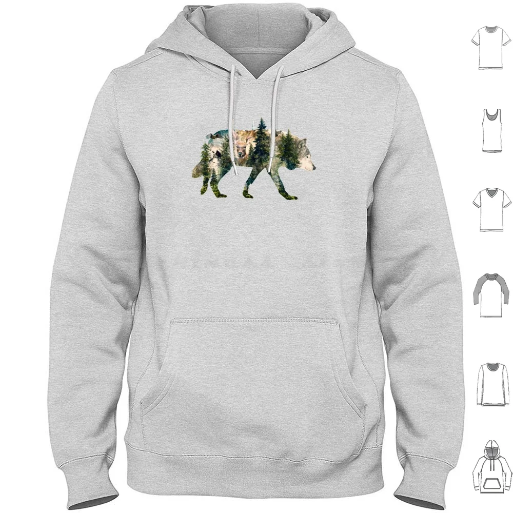 

Wolf Pride Surrealism Nature Art Hoodies Long Sleeve Wolf Wolves Deer Bald Eagle Hawk Animals Nature Surrealism