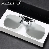 aielbro mens sunglasses polarized clip on sunglasses with free box photochromic night driving fishing cycling clip on glasses