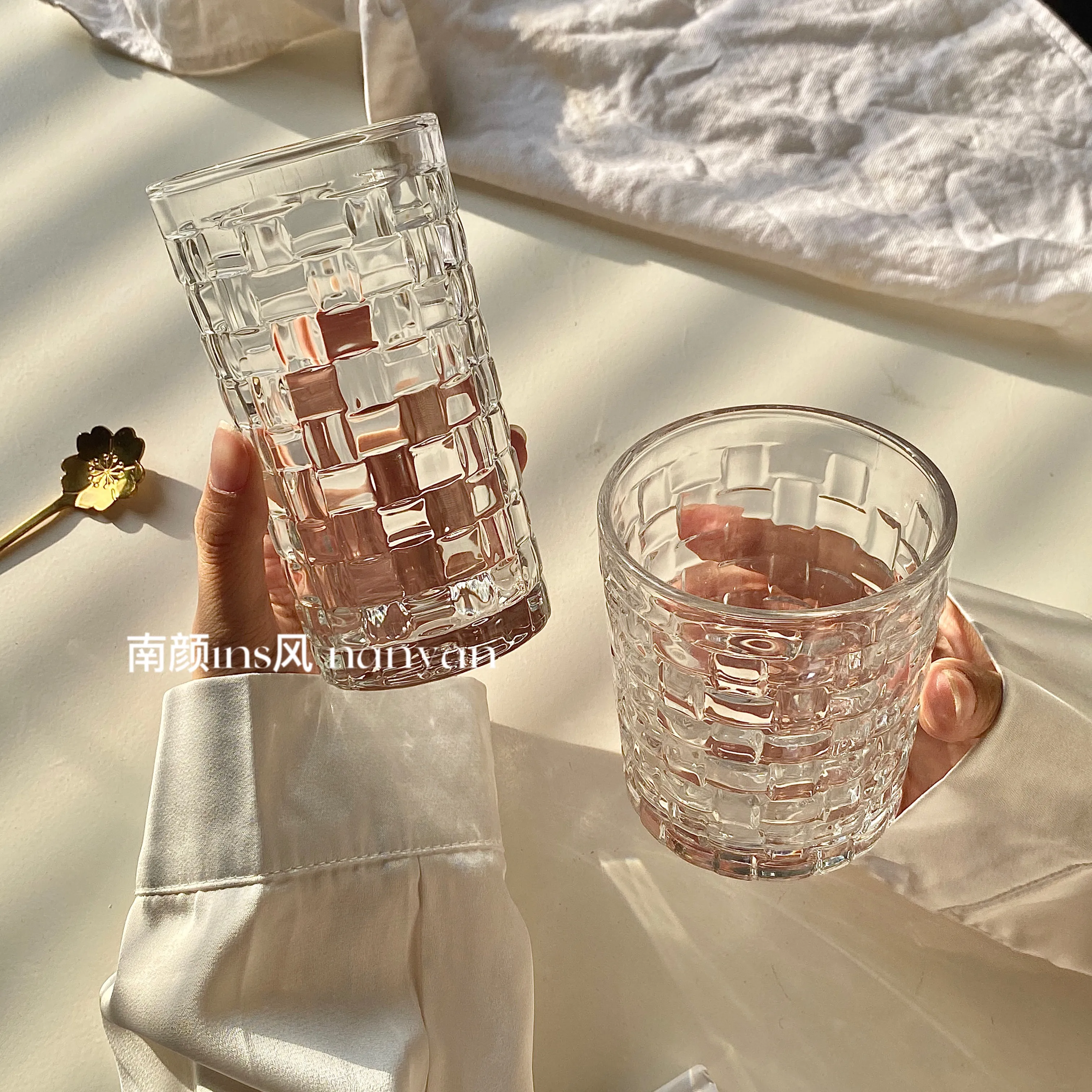 

Fresh Forest Glass Cup with Embossed Design for Juice Coffee and Cold Drinks