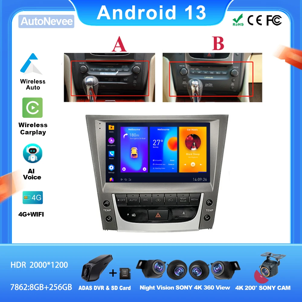 

Android For Lexus GS300 S190 GS350 GS400 GS430 GS450h GS460 GS 300 III 3 350 400 430 450h 460 2018 - 2019 Stereo Head Unit WiFi