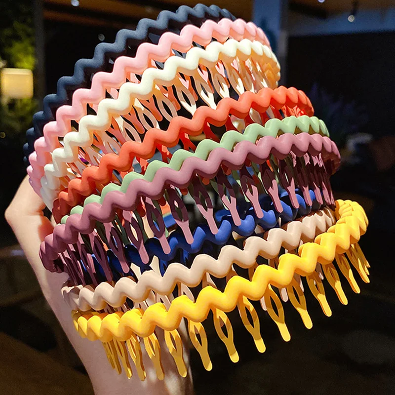 

New Styles Fashion Wave Resin All-match Scrub Wavy Toothed Hair Band Headband For Women Girl Hair Accessories Headwear