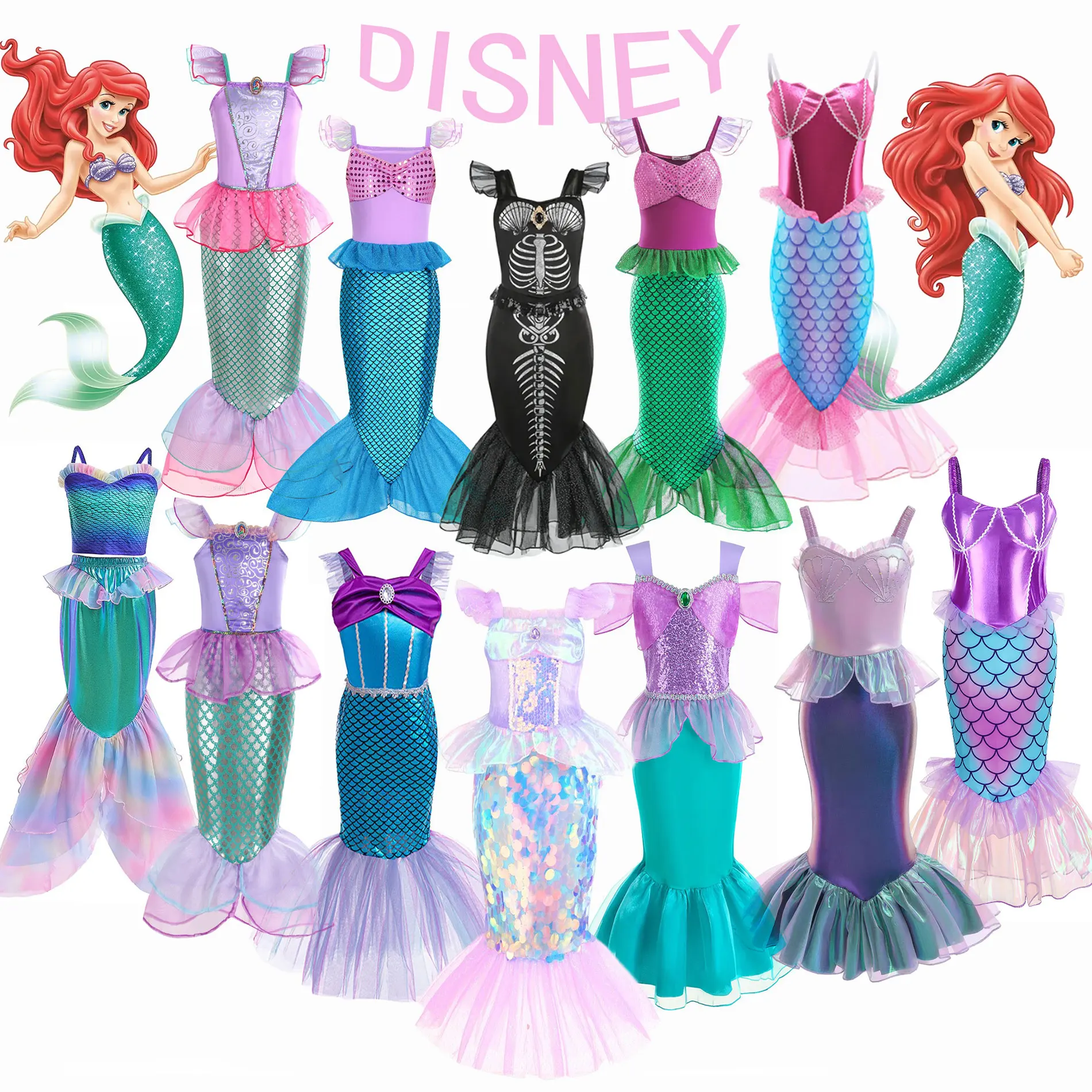 Платье принцессы Ариэль маленькая Русалочка для девочек