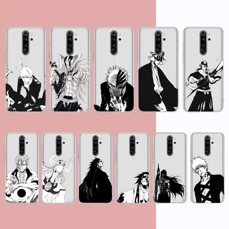 

Bleach black and white Phone Case for Samsung S20 S10 lite S21 plus for Redmi Note8 9pro for Huawei P20 Clear Case