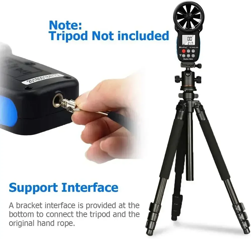 Анемометр HoldPeak HP-866B-WM Измеритель скорости ветра Цифровой датчик Чашка Anemometro 30 м/с