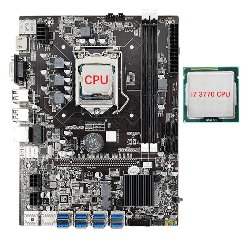 

Материнская плата B75 8 GPU для майнинга + набор ЦП I7 3770 для BTC/ETH 8 USB3.0 к PCIE 1X слот GPU LGA1155 DDR3 ОЗУ слот SATA3.0