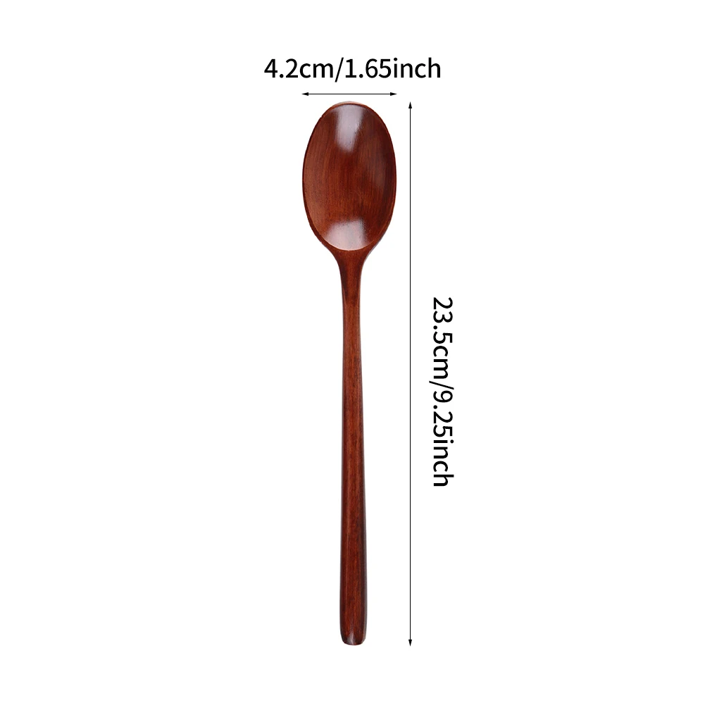 

6pcs For Soup Cooking Picnic Restaurant Wooden Spoon Home Long Handle Coffee Eating Portable Natural Korean Style Mixing