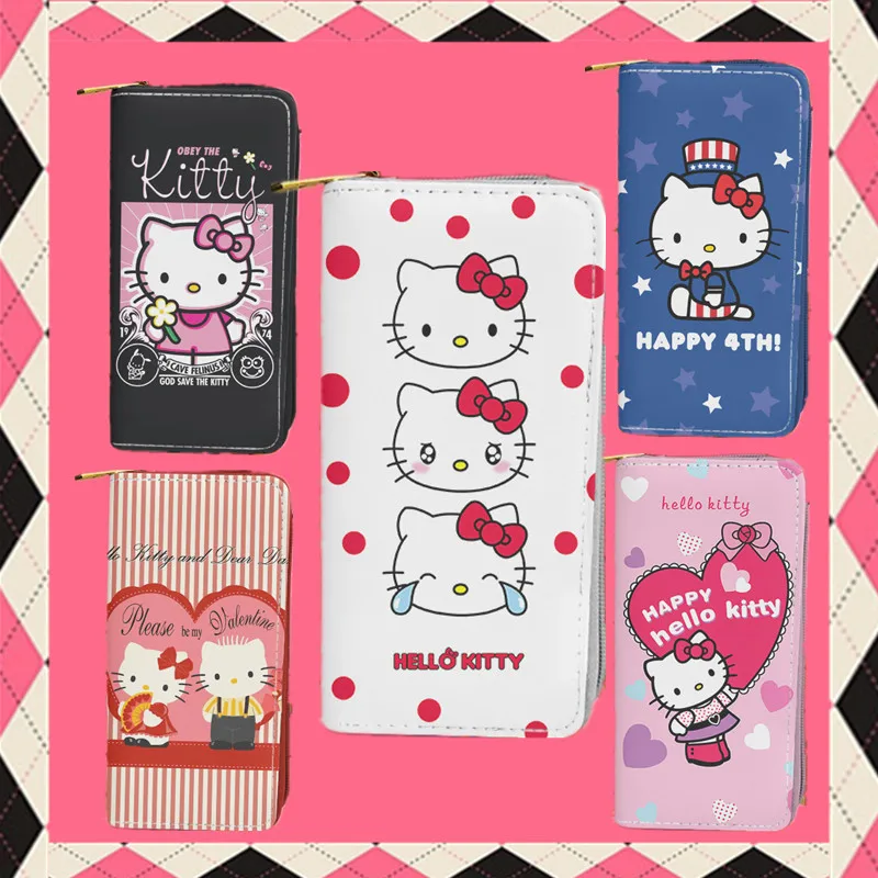 

18 стилей Kawaii Sanrio, кошелек Hello Kitty, дешевый кожаный кошелек для карт, милый кошелек для монет, чехол для телефона для женщин, девушек, подруг, пр...
