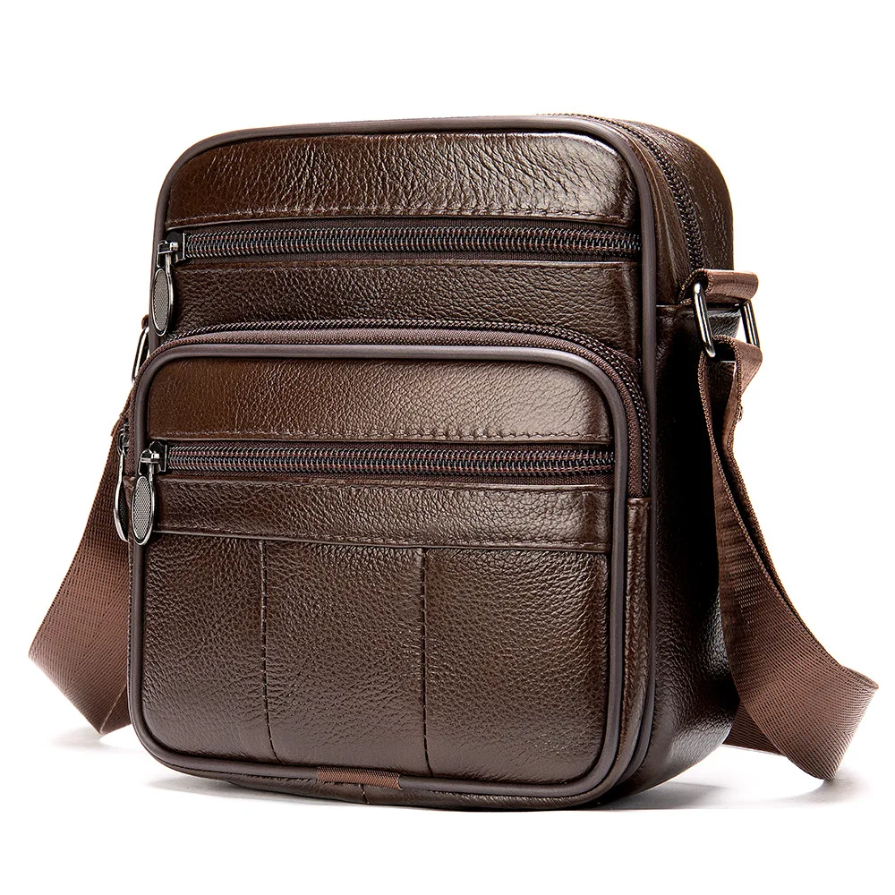 Men Small Shoulder Bags Genuine Leather Crossbody Cowhide Messenger Bags Handbags