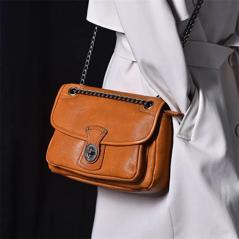 Fashion organizer designer luxury genuine leather women's crossbody bag casual daily real cowhide female anti-theft shoulder bag