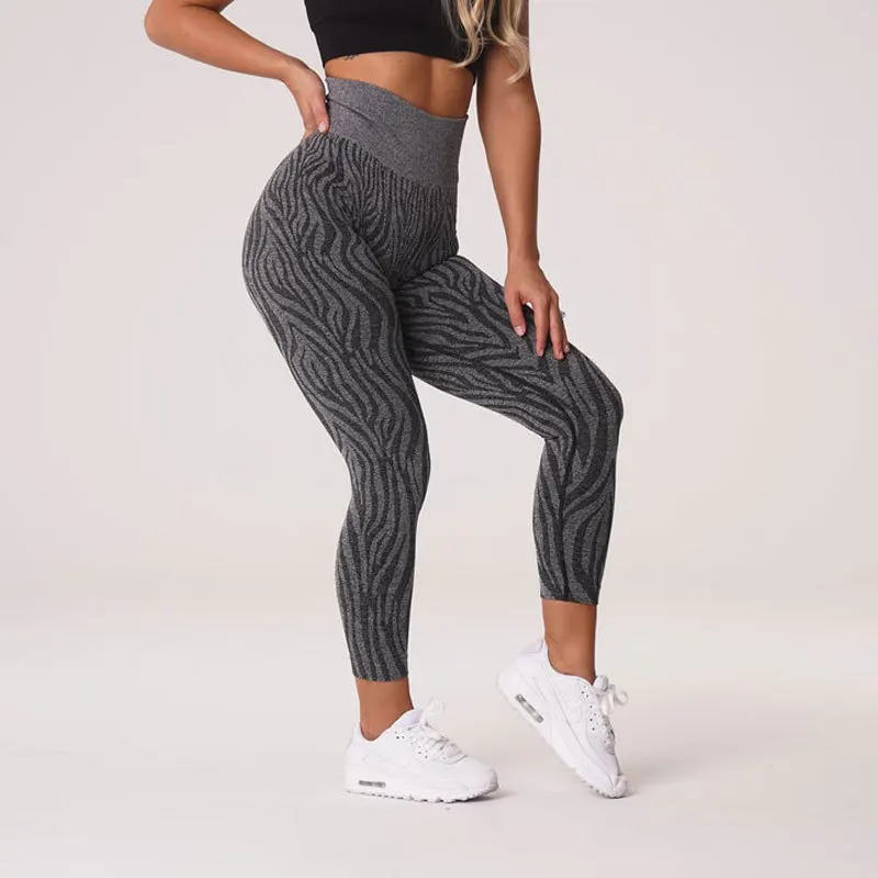 

Women's Sports Pants Workout High Waist Seamless Leggings Zebra Printed Fitness Squat Proof Elastic Sexy GYM Tights Yoga Bottoms