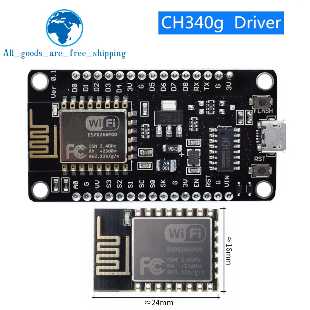 Модуль ESP8266 NodeMcu v3 Lua с Wi-Fi, беспроводная плата CH340 для разработки «Интернет для вещей», ESP8266 с антенной PCB и портом USB для Arduino