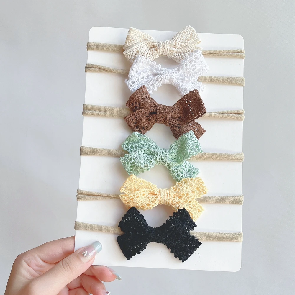 Повязка на голову кружевная для новорожденных девочек нейлоновая эластичная