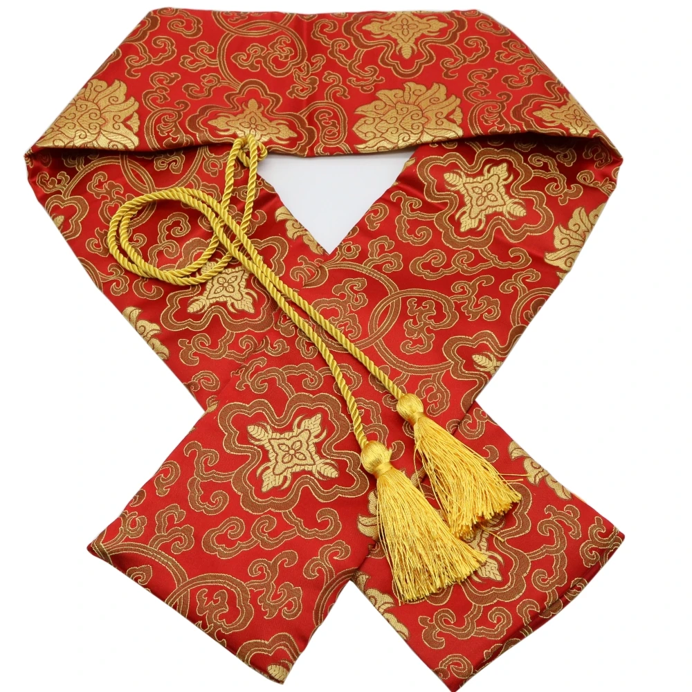 

51" Silk Auspicious Clouds Katana Wakizashi Tanto Japanese Samurai Sword Bag Red with Tassel Large Size