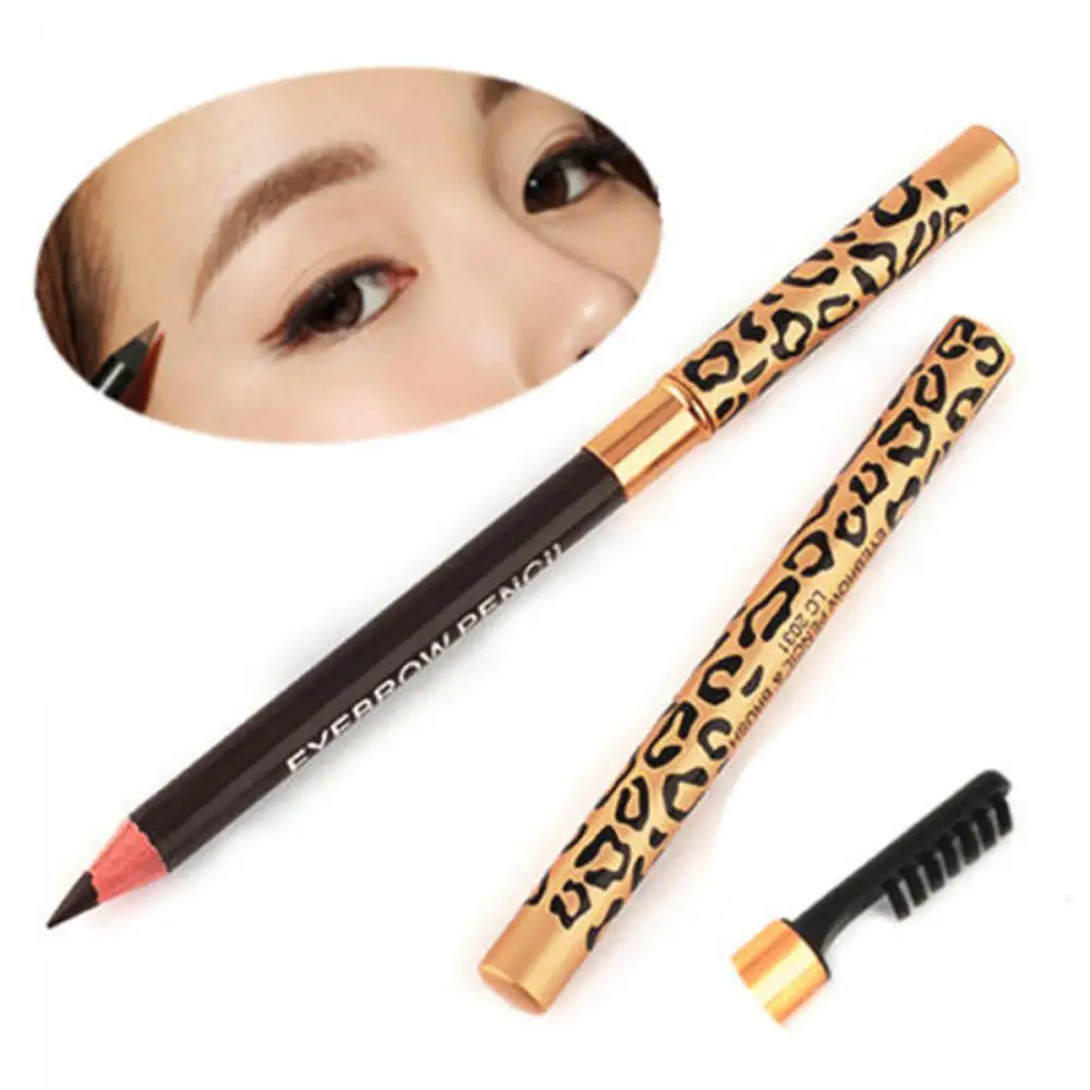 

Fashion Long-Lasting Women Cosmetic Brush Makeup Eyebrow Pencil Leopard Eyeliner