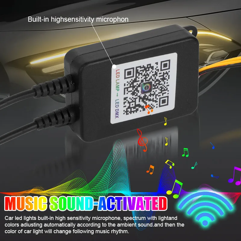 APP Control Мотоциклетная светодиодная лента RGB 33 см Гибкая динамическая плавная фара