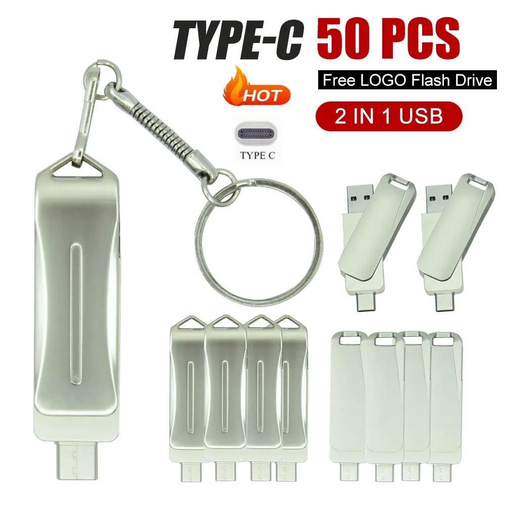 

50PCS/lot Metal USB Flash Drive Pendrive 4GB 8GB 16GB 32GB USB Sticks Pen Drive 64GB 128GB Memory Stick Free Custom LOGO