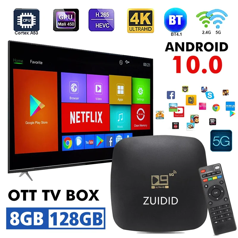 

2022 4K Ultra HD Android Smart TV Box быстрый медиаплеер двойной wi-fi BT новая европейская гарантия бесплатное тестирование
