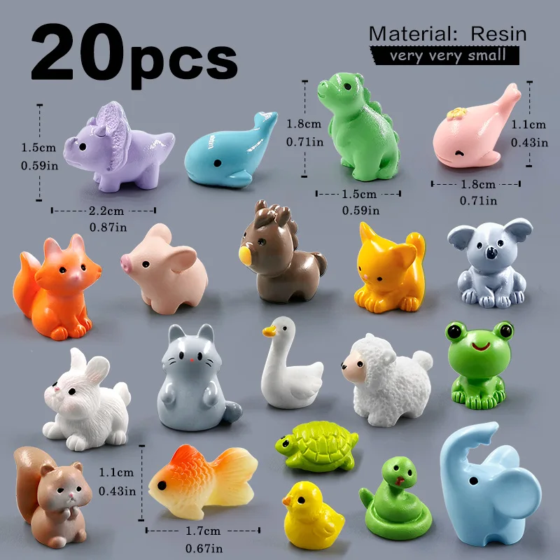 

Мини фигурки животных из смолы 20 шт.