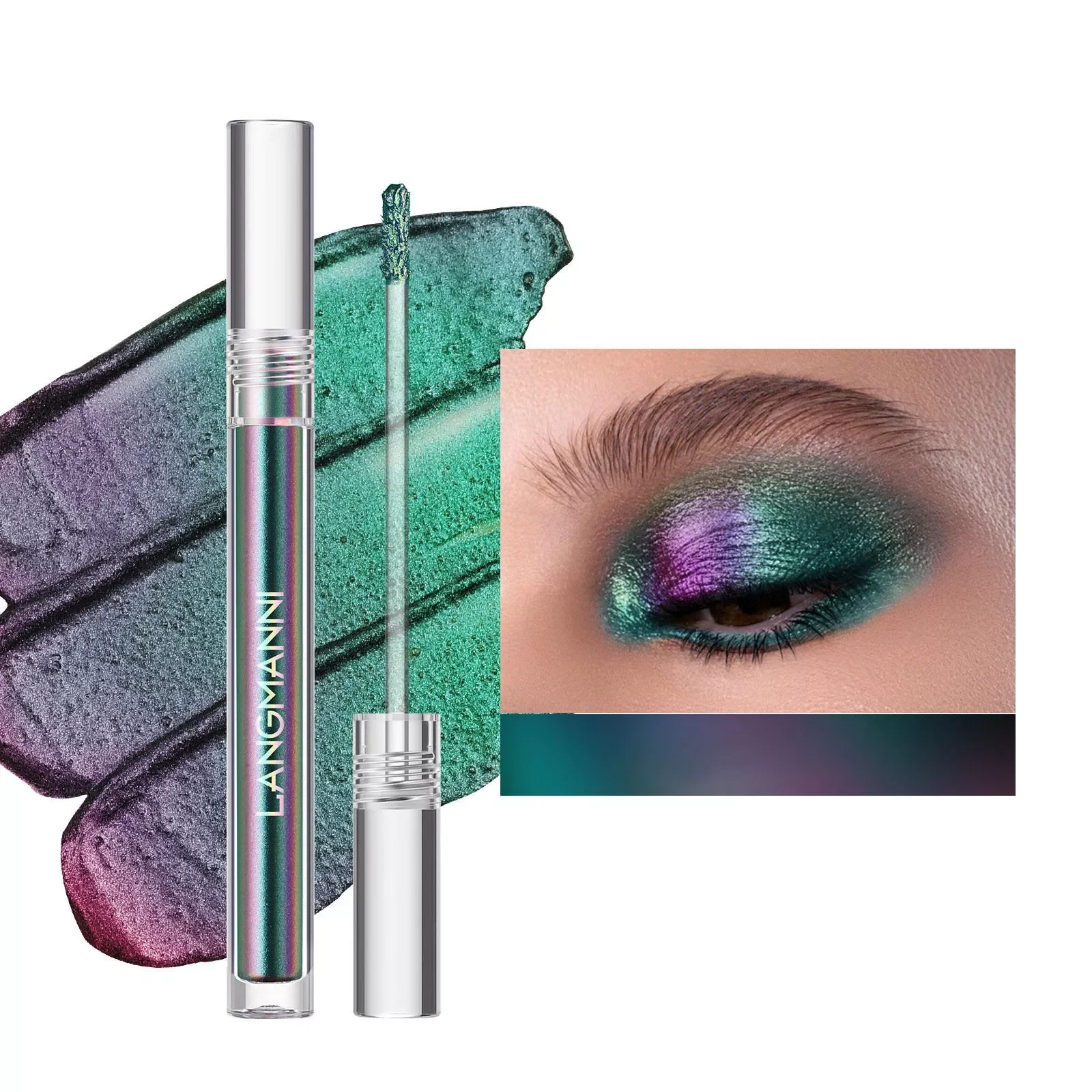 

NEW2023 Diamond Shine Eyeshadow Chameleons Liquid Eyeshadow Bright Color Discoloration Long Lasting Shadow Cream Violet Wand Set