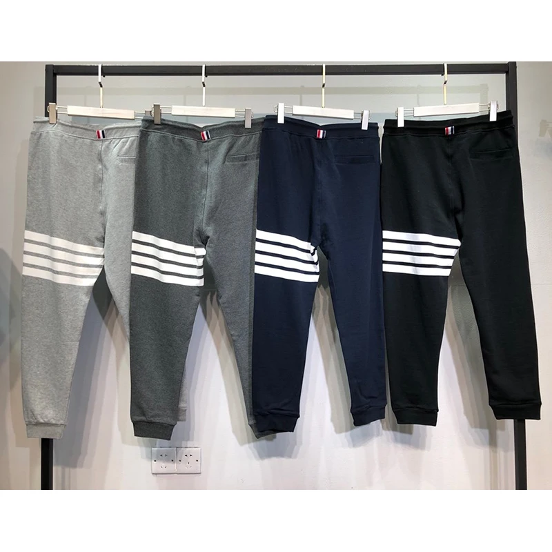 

23ss Sweatpants Fashion TB Brand White Striped Men Sweatpants Causal Sports Cotton Tracksuit Bottoms Jogger Track Pants