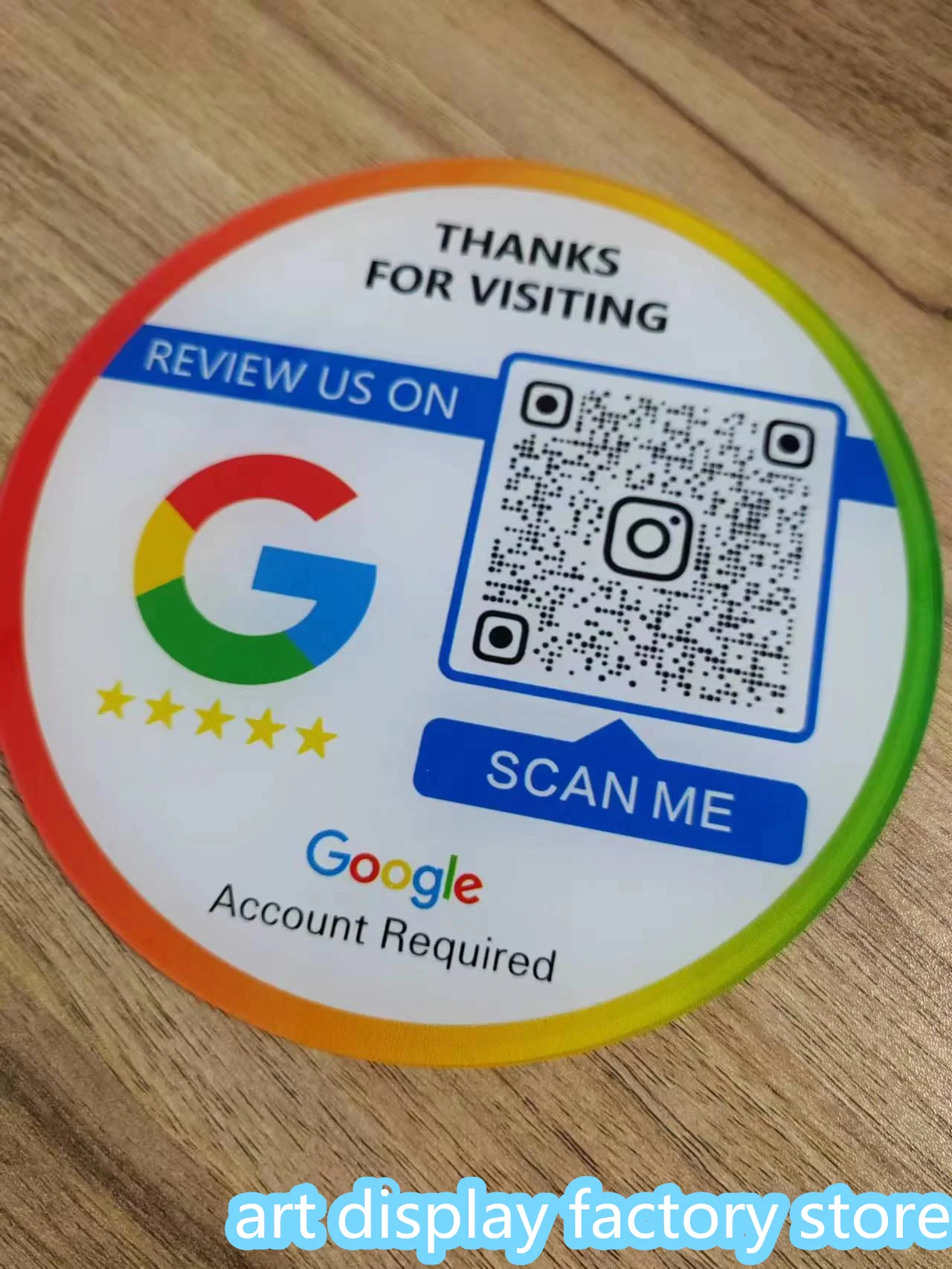 Индивидуальная акриловая деловая социальная пластина Google обзор QR фотография