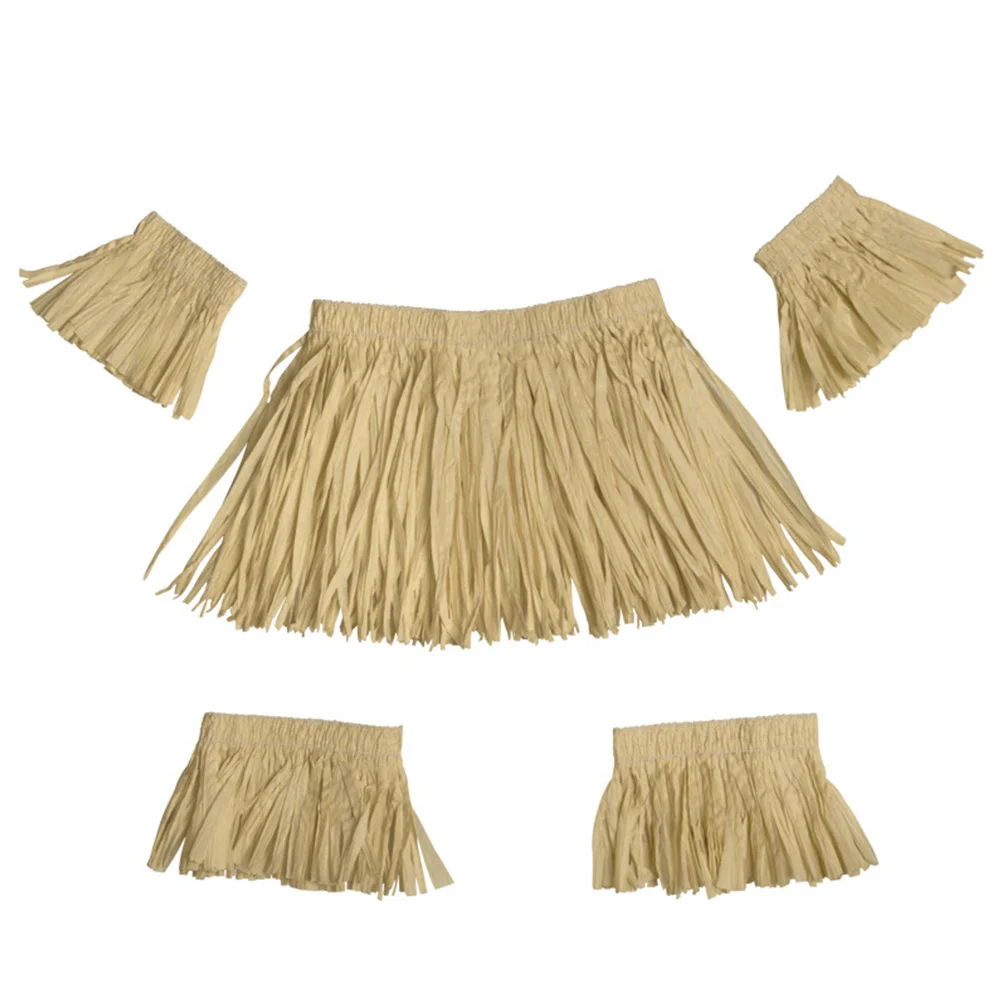 

Hula Skirt Costume Party Tropical Skirts Hawaii Hawaiian Luau Dress Tassel Paper Summer Rafi Beach Dancer Supplies Elastic