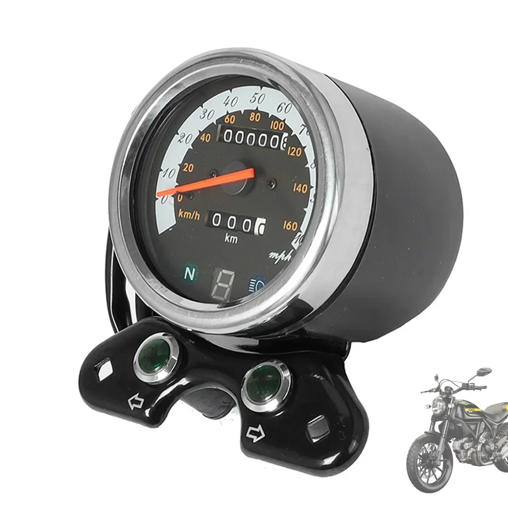 

Retro Motorcycle Speedometer Odometer Motorcycle Speedometer 0-160km/h with LED Indication Gear Display