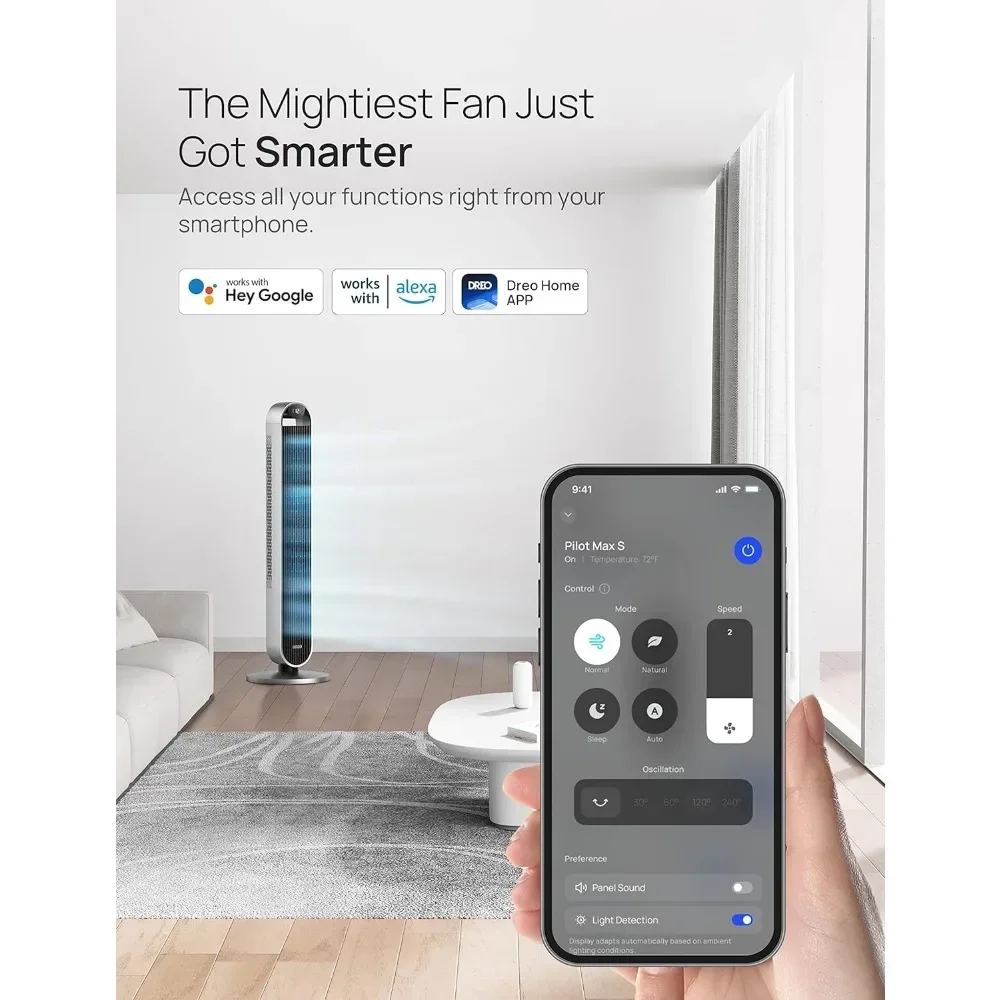 Безлопастной вентилятор 42-дюймовые вибрирующие вентиляторы на 120 ° бесшумный