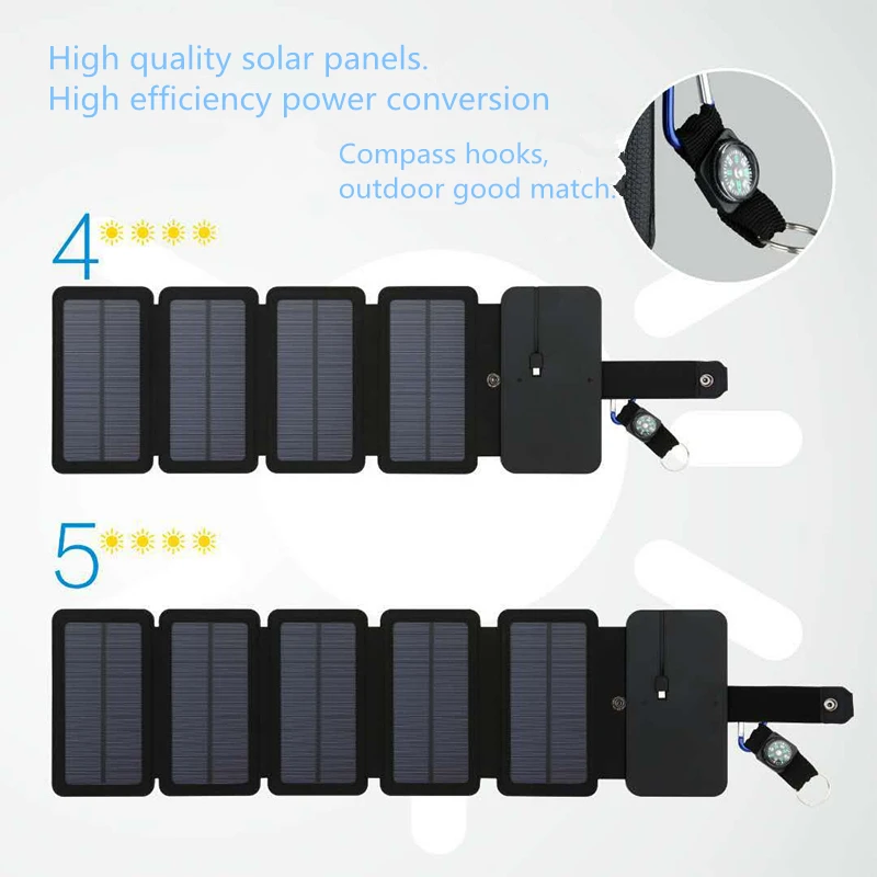 

2021 New panel solar SunPower Folding 10W Solar Cells Charger 5V 2.1A USB Output Devices Portable Solar Panels for Smartphones