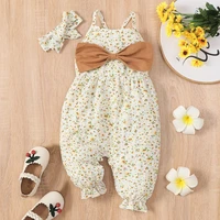 newborn girl outfit summer baby girl clothes floral print bow strap baby romperheadband cool sweet toddler infant onesie 0 18m