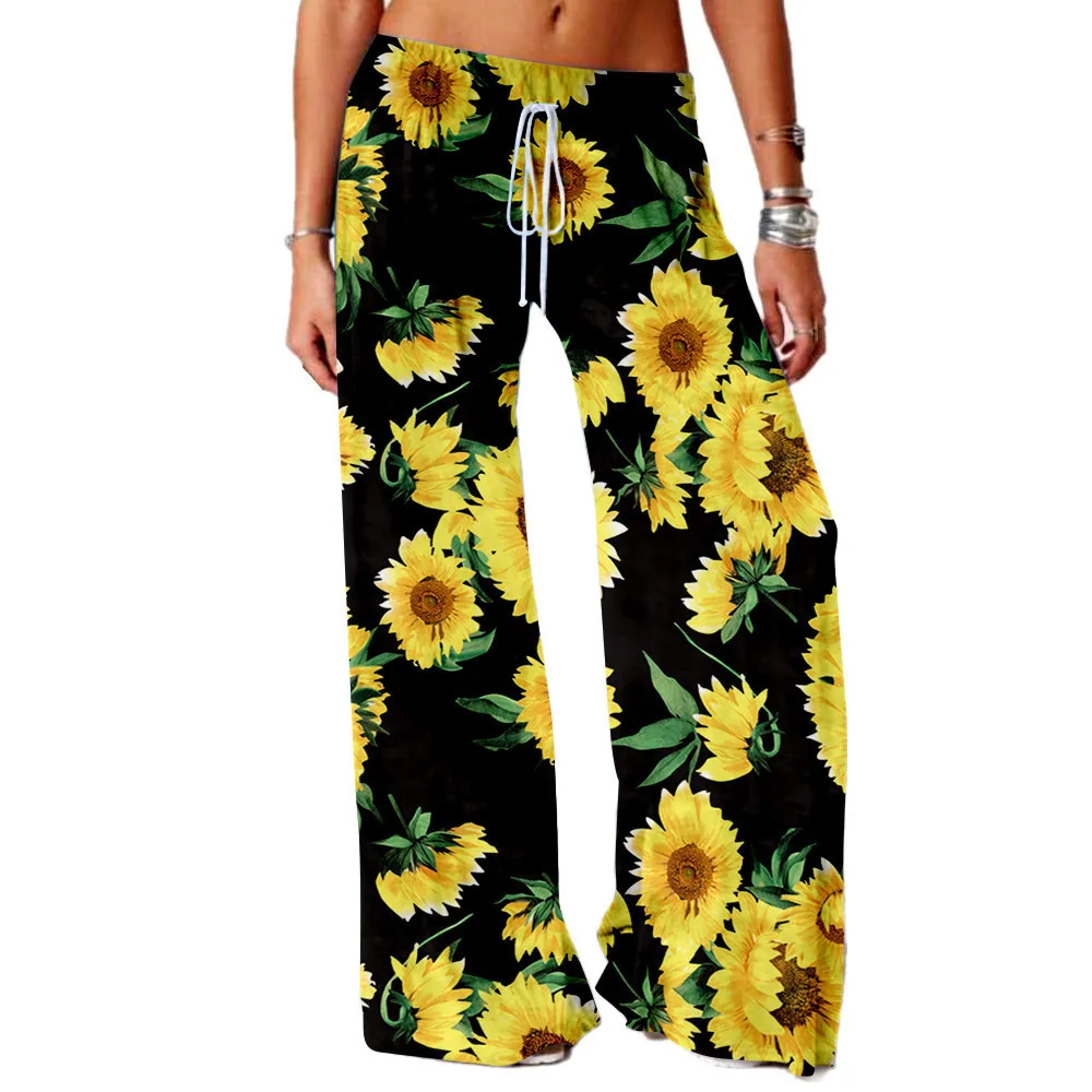 

2022 Europe and America cross-border new Amazon ebay independent stand printed leisure yoga wide leg sports pants