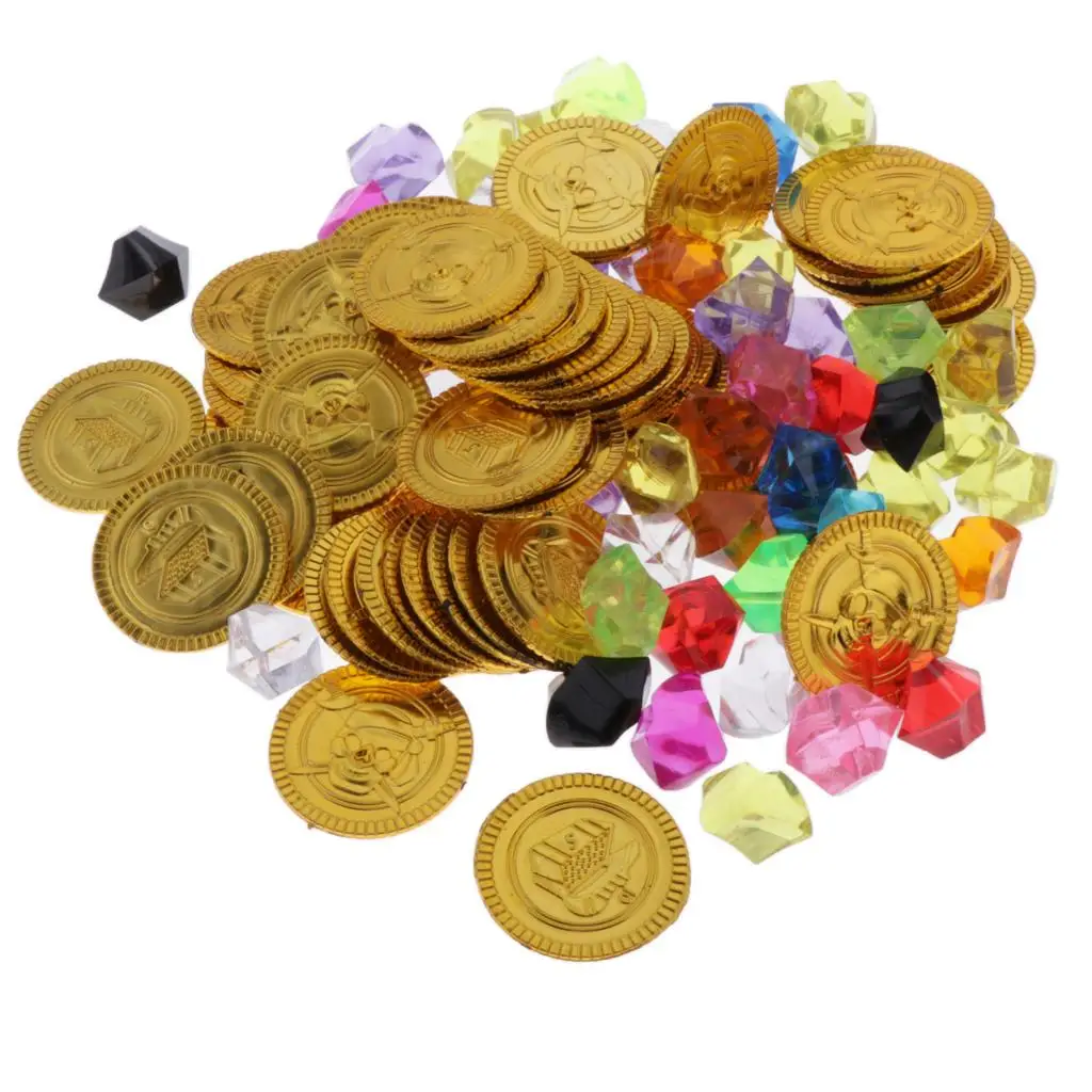 

1 Pack Pirate Toys Gold Coins Gems Jewelery Treasure Playset Game Party Parts
