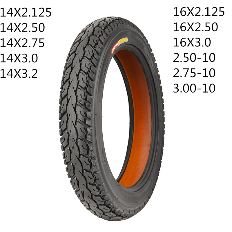 E-bicycle vacuum tires 14/16X2.125/2.5/2.75/3.00-10 E-motorcycle Vacuum Tubeless Tire explosion-proof tyres 4/6/8PR