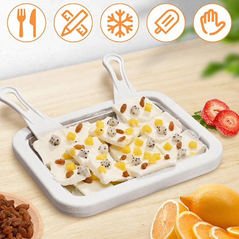 

Ice Cream Maker Pan With 2 Scrapers Ice Cream Maker Plate Multifunctional Cold Sweet Fried Food Plate Durable Rolled Ice Cream