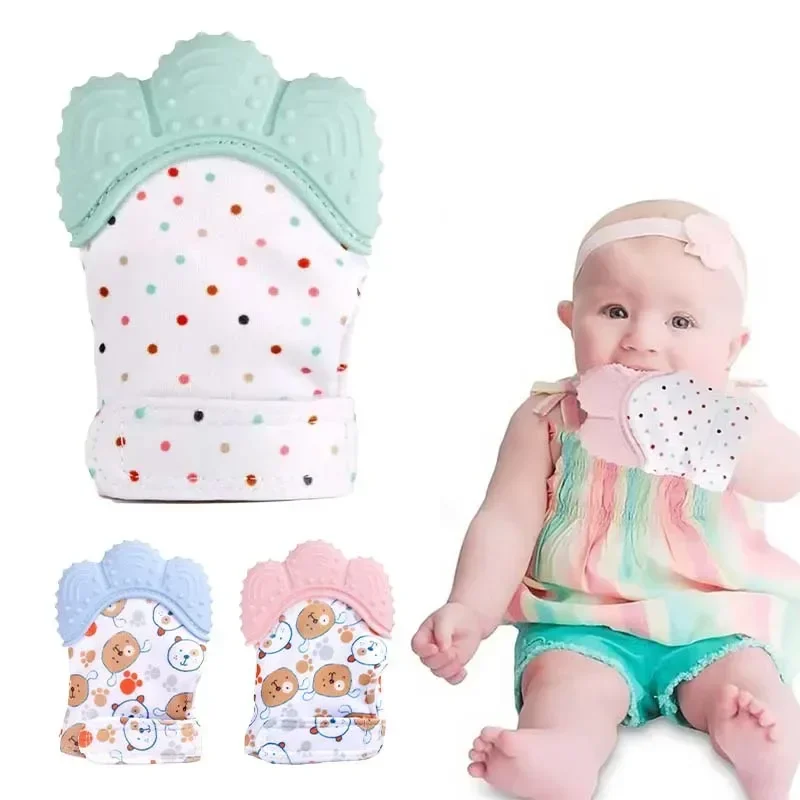 

Hot Baby Teether Gloves Cartoon Printed Children's Gloves For Babies Teethers Anti Eating Hand Teething Chewing Toy Baby Mittens