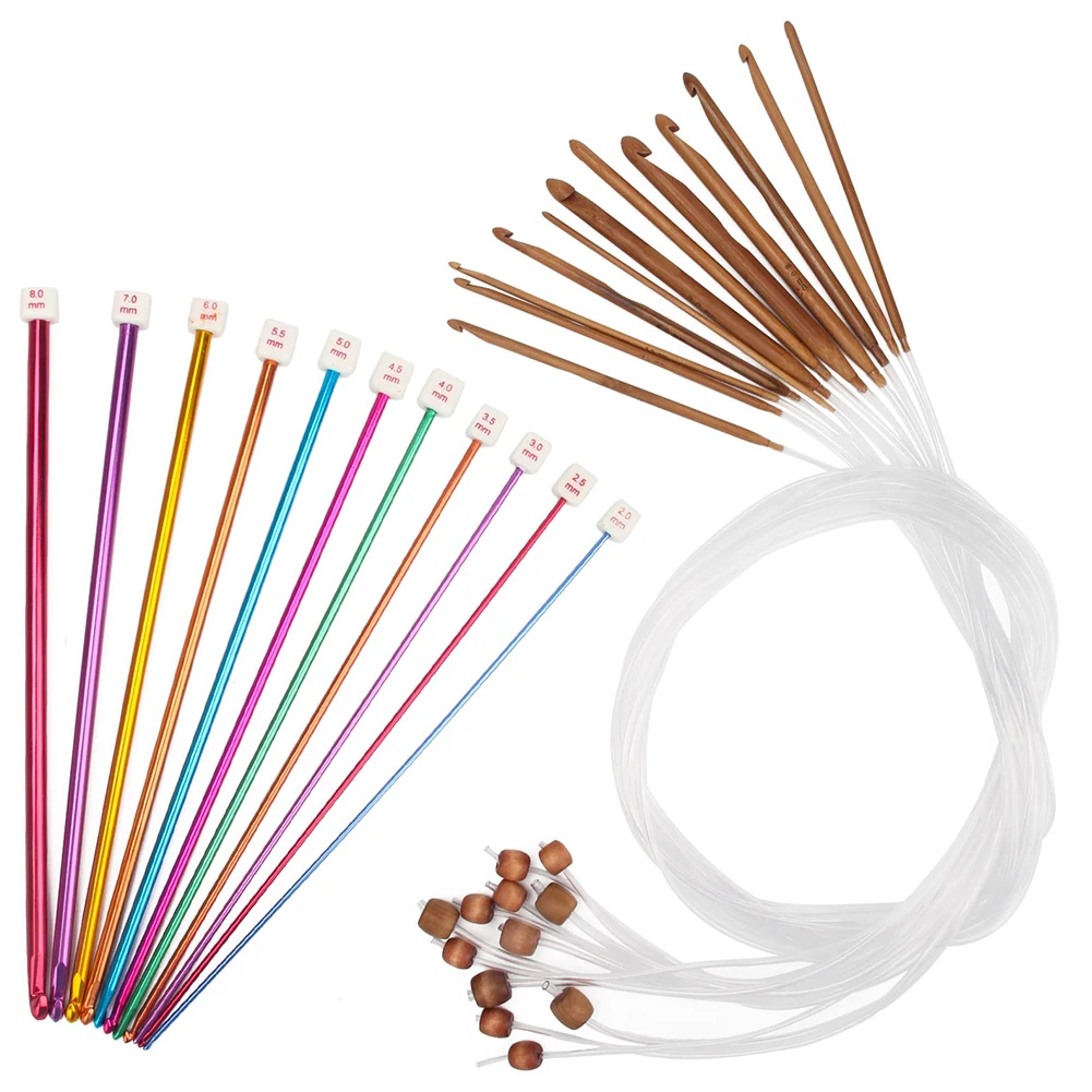

23Pcs/Set Tunisian Afghan Crochet Hooks 3-10mm Cable Bamboo Knitting Needle Hook Household Handmade Knitting DIY Craft Tools