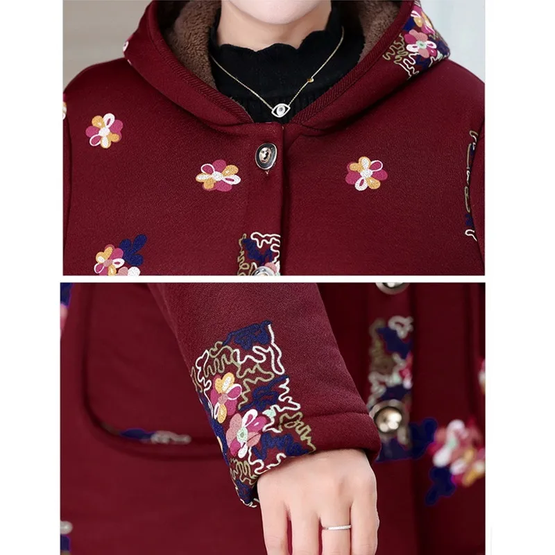 Top selling product in 2022 Cotton Jacket Women Loose size Winter Warm cotton clothing Fleece Warm coat thick Floral Print 221