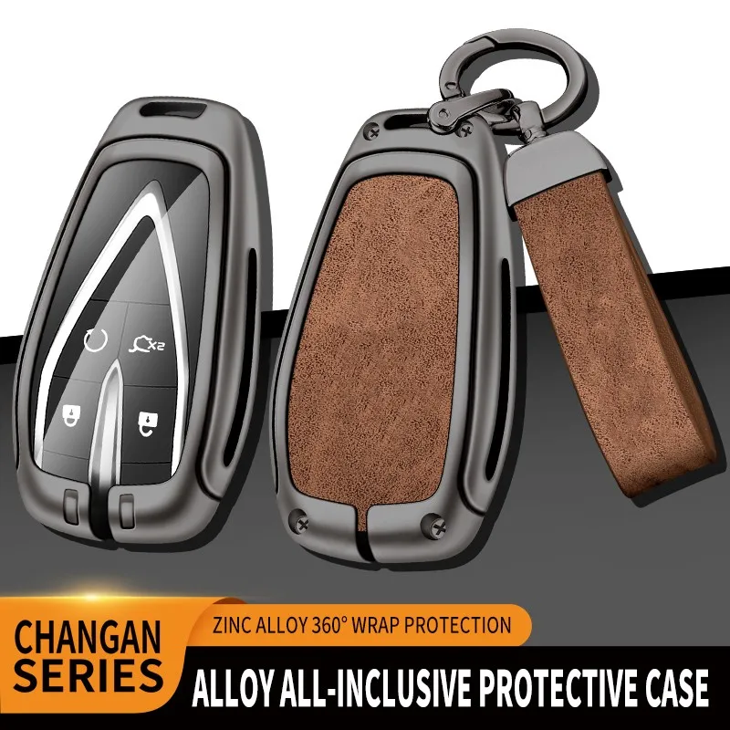 

New Zinc Alloy+Leather+TPU Car Key Bag Key Chain For Changan CS75 CS35 CS55 PLUS UNI-V K T CS95 CS85 COUPE 2023 Accessories