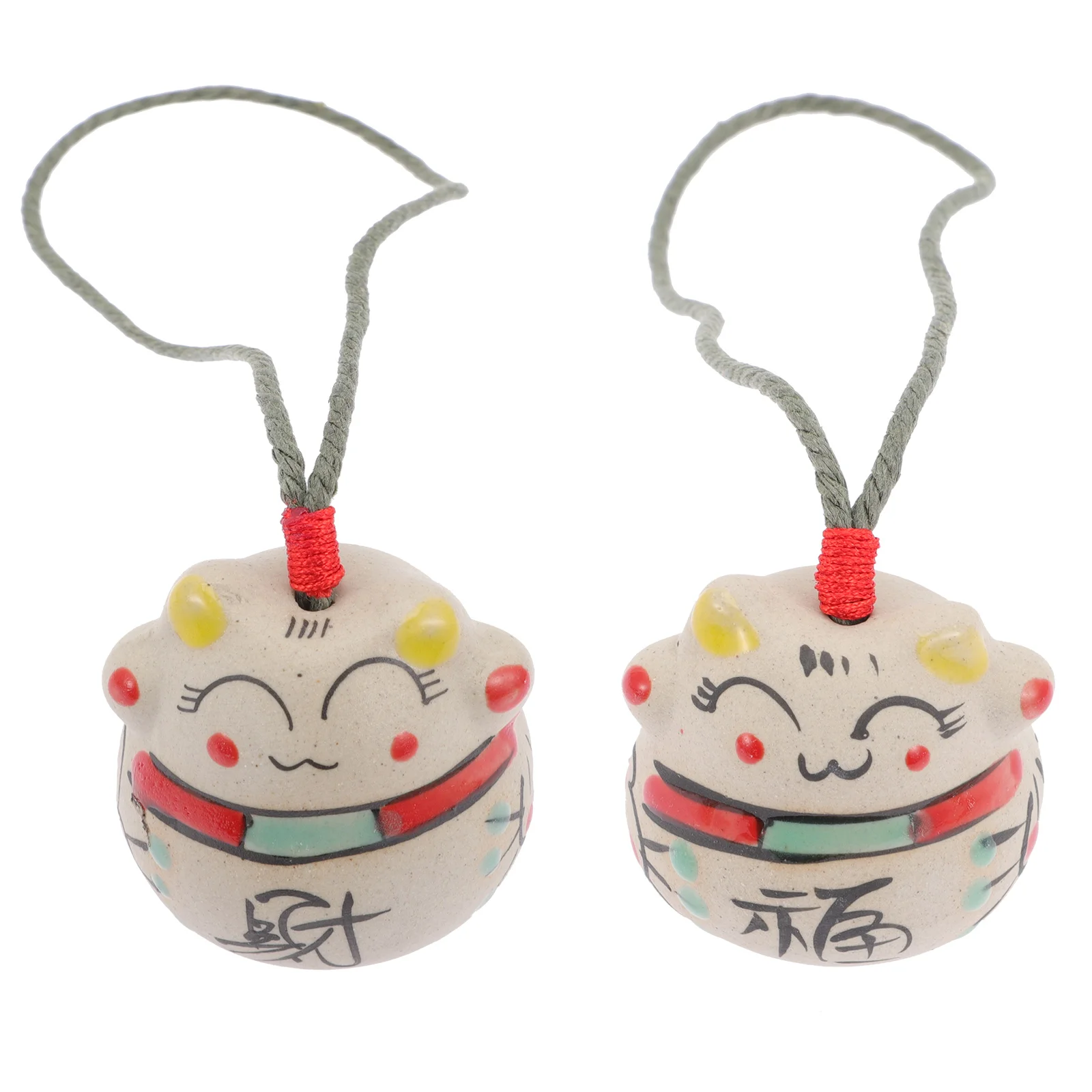 

2pcs Outdoor Wind Bell Hanging Decors Home Ceramic Fortune Cat Wind Bells