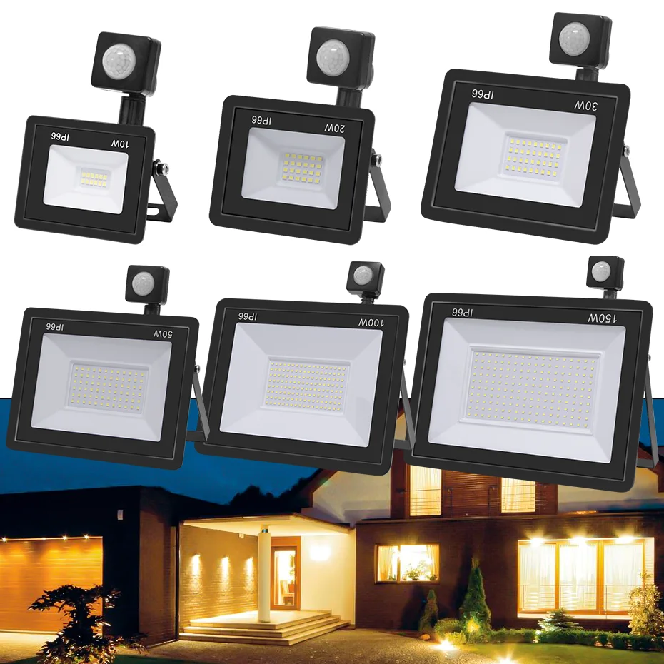 

150W 100W 50W 30W LED Flood Light Motion Sensor Waterproof AC200-240V LED PIR Floodlight Reflector Projector Outdoor Spotlight