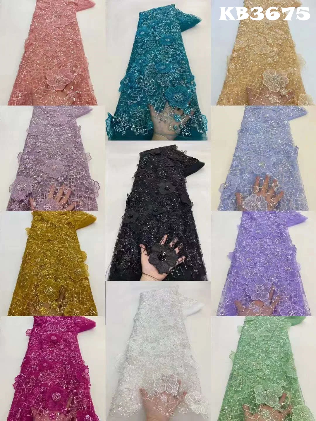 2024 африканские 3D Цветочные бусины кружевная ткань вышитая Дубай новинка ткани с