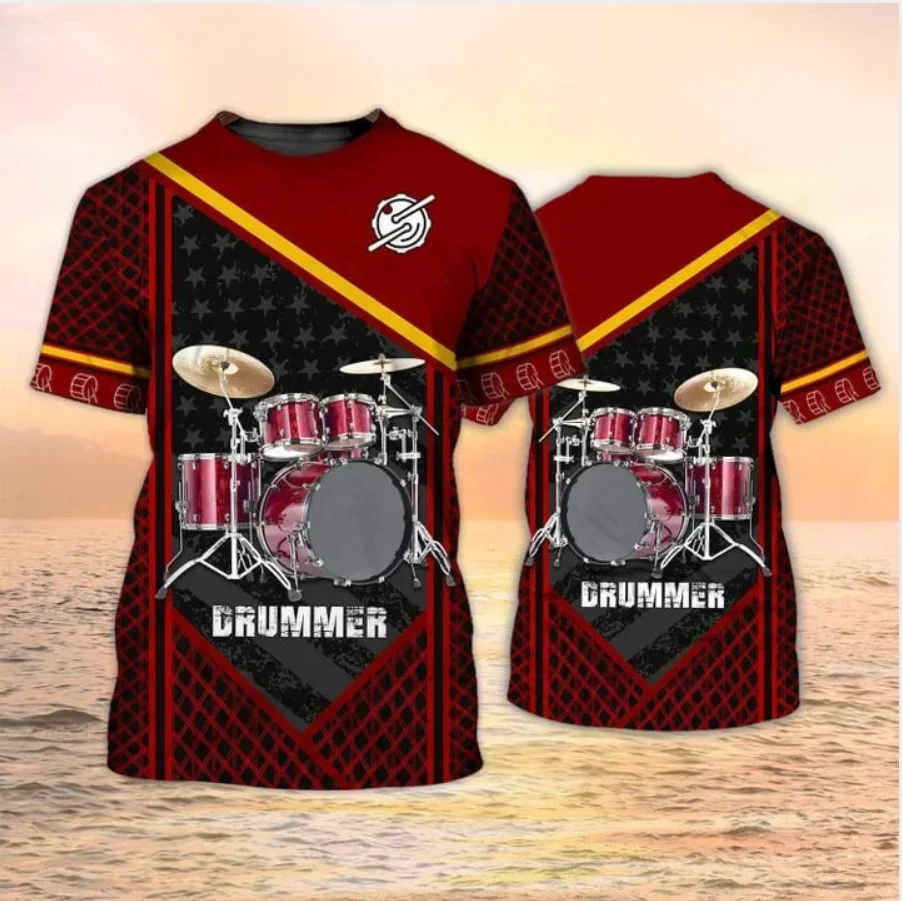 Мужская футболка с объемным принтом барабана Классическая в стиле хип-хоп