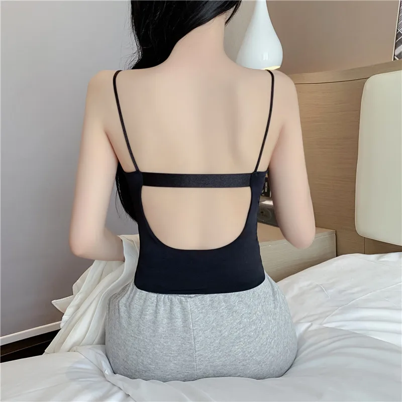

Summer Women's Camis Vest Korean Fashion V-neck Sexy Solid Color Splicing Slim Top