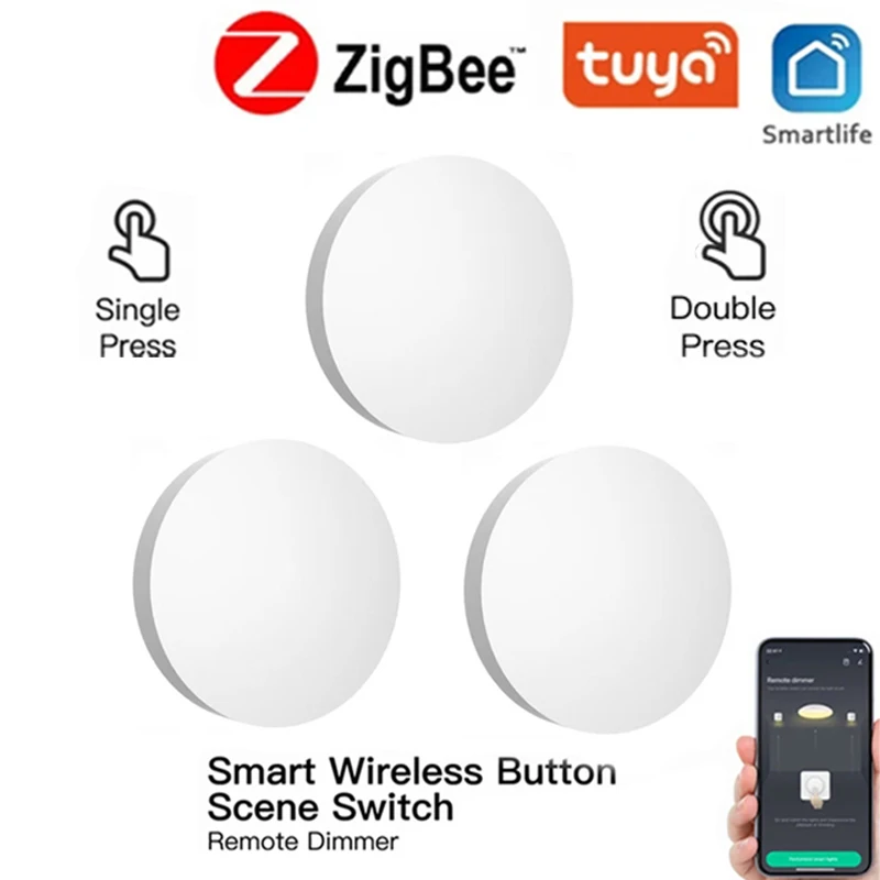 

Smart Home Tuya ZigBee Button Scene Switch Smart Linkage Smart Switch Battery Powered Working with Smart Life Zigbee Devices